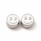 Rack Plating Alloy Enamel Beads, Cadmium Free & Nickel Free & Lead Free, Flat Round with Smiling Face Pattern, Platinum, White, 7.5x4mm, Hole: 2mm