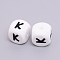 Silicone Beads, Cube with Letter.K, White, 12x12x12mm, Hole: 2mm