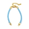 Leather Braided Cord Link Bracelets, Fit for Connector Charms, with Long-Lasting Plated Rack Plating Colden Tone Brass Lobster Claw Clasp & Chain Extender, Light Sky Blue, 6x1/8 inch(15.2cm), Hole: 2mm