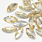 Pointed Back Glass Rhinestone Cabochons, Back Plated, Faceted, Horse Eye, Light Colorado Topaz, 12x6x3.5mm