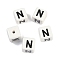 Porcelain Beads, Square with Letter, Letter N, 8.5x8.5x8.5mm, Hole: 1.6mm