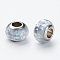 304 Stainless Steel Resin European Beads, with Shell and Enamel, Rondelle, Large Hole Beads, Light Blue, 12x8mm, Hole: 5mm