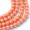 Baking Painted Pearlized Glass Pearl Round Bead Strands, Coral, 6~7mm, Hole: 1mm, about 135~140pcs/strand, 31.4 inch