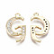 Brass Micro Pave Clear Cubic Zirconia Pendants, Nickel Free, Real 18K Gold Plated, Word, Letter.G, 19x11x2mm, Hole: 1.5mm