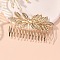 Iron Hair Combs, Leaf, Golden, 90x55mm