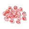 Transparent Resin European Rondelle Beads, Large Hole Beads, with Heart Polymer Clay and Platinum Tone Alloy Double Cores, Crimson, 14x8.5mm, Hole: 5mm