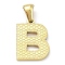 Ion Plating(IP) 316L Surgical Stainless Steel Pendants, Nickel Free, Real 18K Gold Plated, Letter Charm, Textured, Letter B, 17x12x1.6mm, Hole: 3.5mm