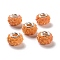 AB Color Resin Rose Flower European Beads, Rondelle Large Hole Beads, with Platinum Tone Alloy Double Cores, Dark Orange, 14x9mm, Hole: 5mm