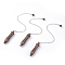 Natural Tiger Eye Pointed Dowsing Pendulums, with Brass Cable Chains, Bullet, 238~255mm, Hole: 2.5mm, Pendants: 53x12mm