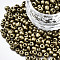 6/0 Glass Seed Beads, Baking Paint, Round Hole, Round, Olive, 4~5x3~5mm, Hole: 1.2~1.5mm, about 4500pcs/Pound