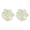 Luminous Glow in the Dark Resin Flower Stud Earrings with 304 Stainless Steel Pins EJEW-JE05359-02-2