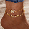 2Pcs Alloy Rhinestone Link Anklets WG853BB-11-1