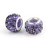 Polymer Clay Rhinestone European Beads CPDL-T001-25-1