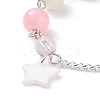 Natural White Jade(Dyed) Beaded Bracelet with 304 Stainless Steel Rolo Chains BJEW-JB08145-05-4