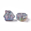 UV Plating Rainbow Iridescent Acrylic Beads PACR-M003-02-3