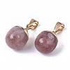 Top Golden Plated Natural Strawberry Quartz Pendants G-T131-03I-2