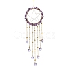 Wire Wrapped Natural Amethyst Chips Ring Hanging Ornaments HJEW-JM02371-06-1