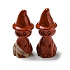 Natural Red Jasper Carved Healing Cat with Witch Hat Figurines DJEW-D012-07E-1