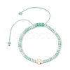Adjustable Dyed Synthetic Turquoise Religion Cross & Ombre Effect Dyed Glass Rondelle Braided Bead Bracelets BJEW-JB14309-01-3