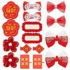 Chinese New Year Bowknot Flower Cloth Alligator Hair Clips Set OHAR-WH0021-31A-1