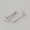 Rhomdium Plated 925 Sterling Silver Stud Earring Findings STER-WH0009-15A-P-2