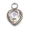 304 Stainless Steel with Rhinestone Pendants STAS-Q346-01P-04-1