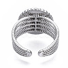 304 Stainless Steel Open Cuff Finger Ring Cabochon Settings STAS-T060-06-3