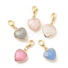 Natural Gemstone Heart Pendant Decorations HJEW-JM00687-1