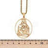 201 Stainless Steel Oval with Hollow Juses Pendant Necklaces NJEW-K283-05G-3