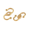 304 Stainless & Natural Rose Quartz S-Hook Clasps SA-CBA3073-02G-02-2