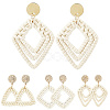 4 Pairs 4 Styles Rattan Dangle Stud Earrings EJEW-SP0001-16A-6