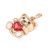 Brass with Red Enamel Pendants KK-CBAF749-02A-2