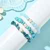 3Pcs 3 Styles Natural & Synthetic Mixed Gemstone Chip & Natural Cultured Freshwater Pearl Beaded Stretch Bracelets Set for Women BJEW-JB13762-05-2