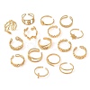 Ion Plating(IP) 304 Stainless Steel Open Cuff Rings for Women RJEW-Z057-10G-1