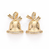Brass Micro Pave Clear Cubic Zirconia Link Connectors KK-S356-446-NF-1