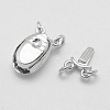 Anti-Tarnish Rhodium Plated 925 Sterling Silver Box Clasps STER-E056-075P-4