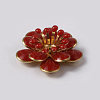 Flower Brass Enamel Cabochon Settings X-KK-K114-DM-G-2