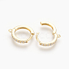 Brass Micro Pave Cubic Zirconia Huggie Hoop Earring Findings KK-O112-13G-2