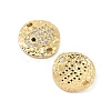 Brass Micro Pave Clear Cubic Zirconia Disc with Hamsa Hand Connector Charms KK-P300-24G-01-2