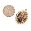 3Pcs 3 Colors Natural Multicolor Tourmaline Chip Pendants PALLOY-JF03037-2