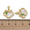 Brass & Shell & Clear Cubic Zirconia Charms KK-G497-18G-3