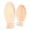 2 Sizes Wooden Oval Leaf Detachable Bracelet Display Stands BDIS-WH0003-22-3