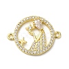 Rack Plating Brass Micro Pave Clear Cubic Zirconia Connector Charms KK-K377-23G-1