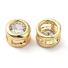 Rack Plating Brass Micro Pave Clear Cubic Zirconia Slide Charms KK-C035-03G-1