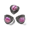 Natural Banded Agate Adjustable Rings RJEW-I108-03AS-13-4