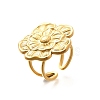 Flower 201 Stainless Steel Open Cuff Ring for Women RJEW-A053-02H-G-2