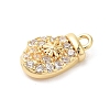 Christmas Theme Brass Micro Pave Cubic Zirconia Charms KK-P278-11G-2