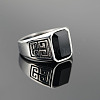 304 Stainless Steel & Obsidian Finger Rings for Men FS-WG9DF95-05-2