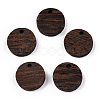 Natural Wenge Wood Flat Round Charms WOOD-T023-29A-01-1