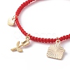 Heart Envelope Rose Alloy Enamel Charm Bracelet BJEW-JB08682-02-5